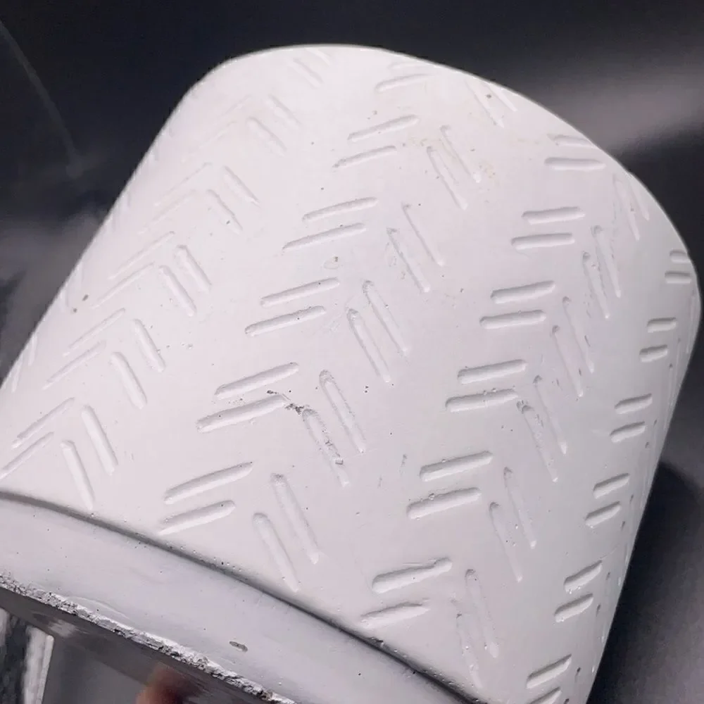 Ceramic Candle with Etched Angular Designs Throughout (Very Large Candle!)